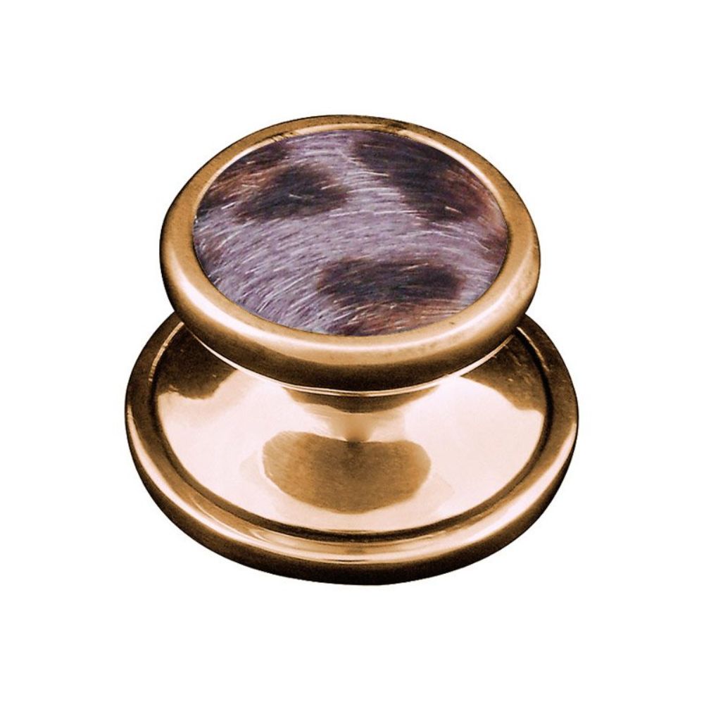 Vicenza K1111-AG-GR Equestre Knob Small in Antique Gold with Gray Leather and Fur Insert
