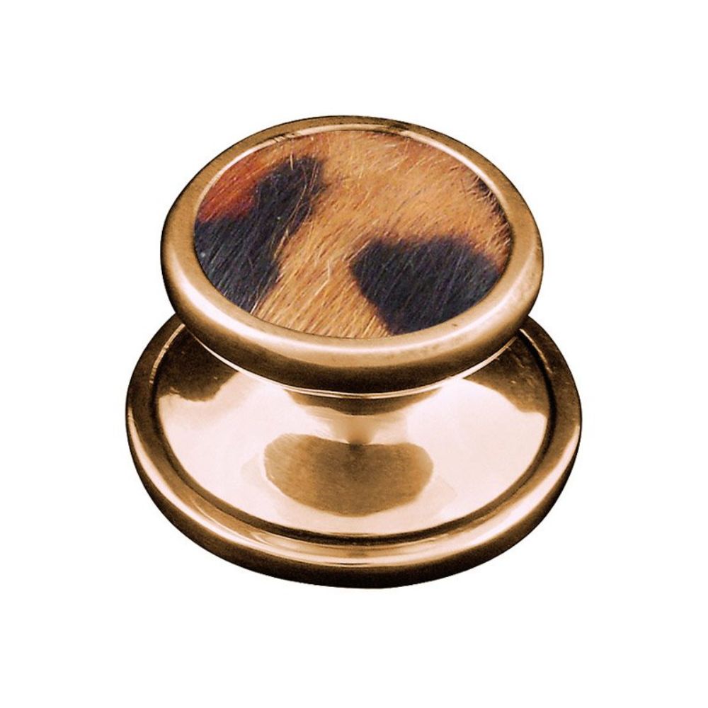 Vicenza K1111-AG-JA Equestre Knob Small in Antique Gold with Jaguar Leather and Fur Insert