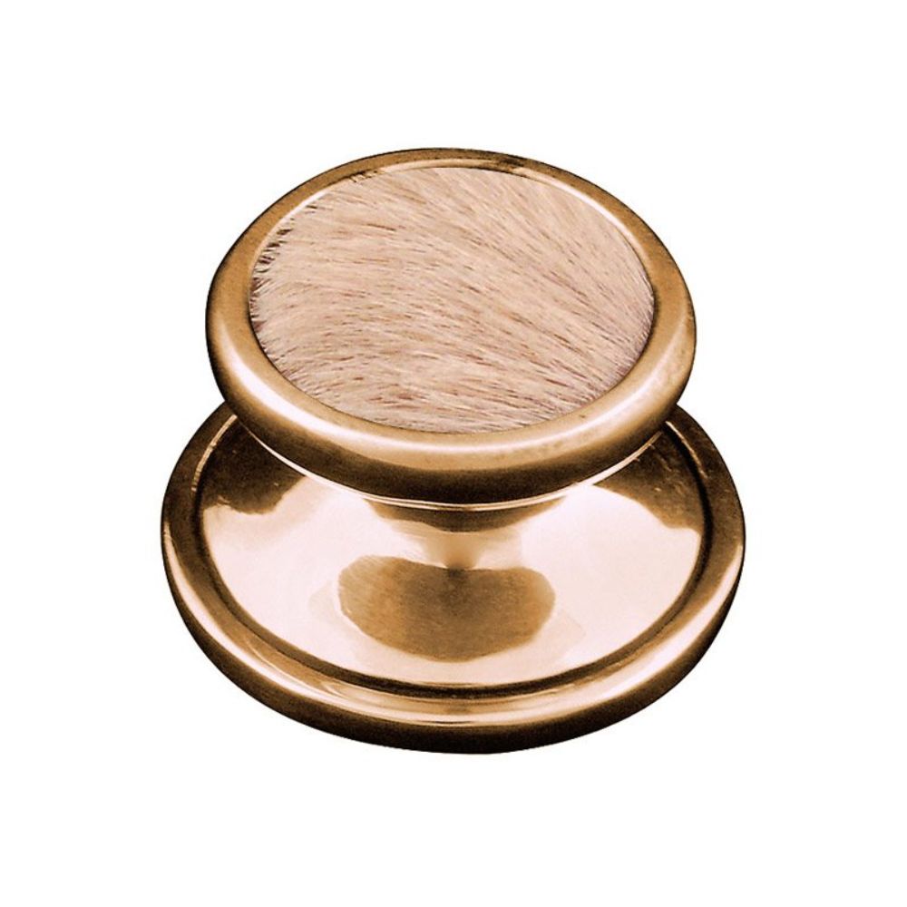 Vicenza K1111-AG-TF Equestre Knob Small in Antique Gold with Tan Leather and Fur Insert