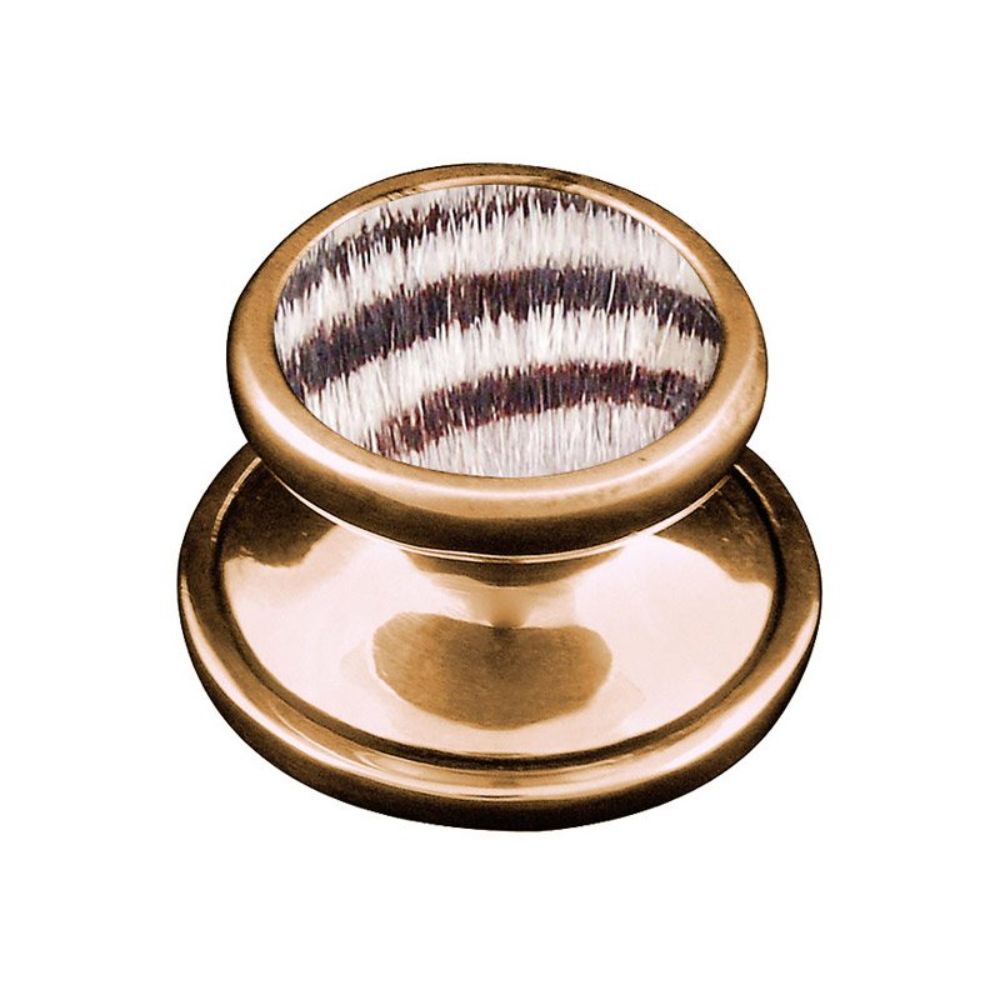 Vicenza K1111-AG-ZE Equestre Knob Small in Antique Gold with Zebra Leather and Fur Insert