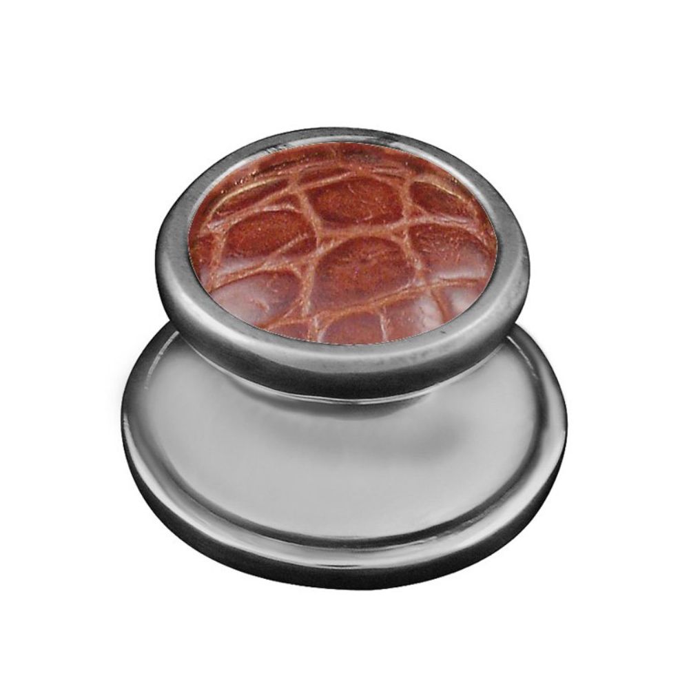 Vicenza K1111-AN-BP Equestre Knob Small in Antique Nickel with Pebble Leather Insert