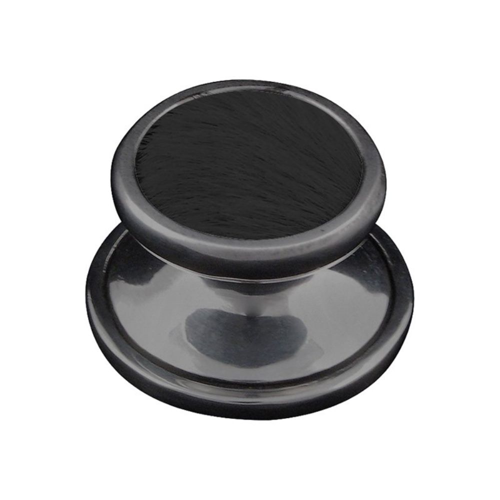 Vicenza K1111-GM-BF Equestre Knob Small in Gunmetal with Black Leather and Fur Insert
