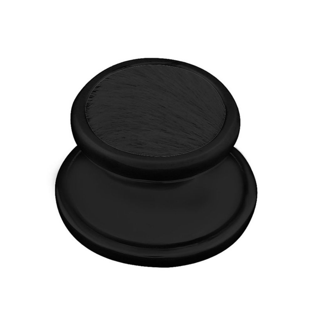 Vicenza K1111-OB-BF Equestre Knob Small in Oil-Rubbed Bronze with Black Leather and Fur Insert