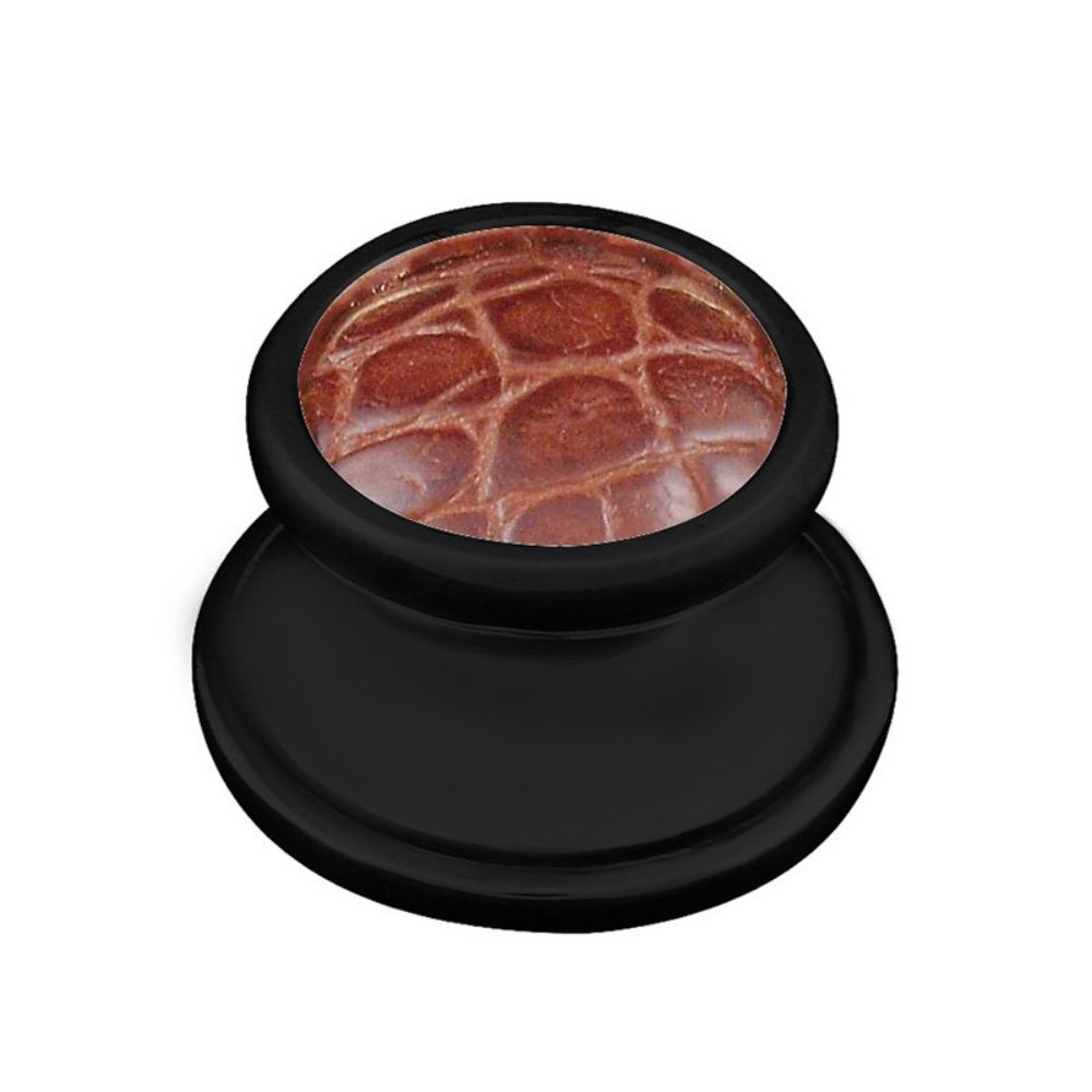 Vicenza K1111-OB-BP Equestre Knob Small in Oil-Rubbed Bronze with Pebble Leather Insert