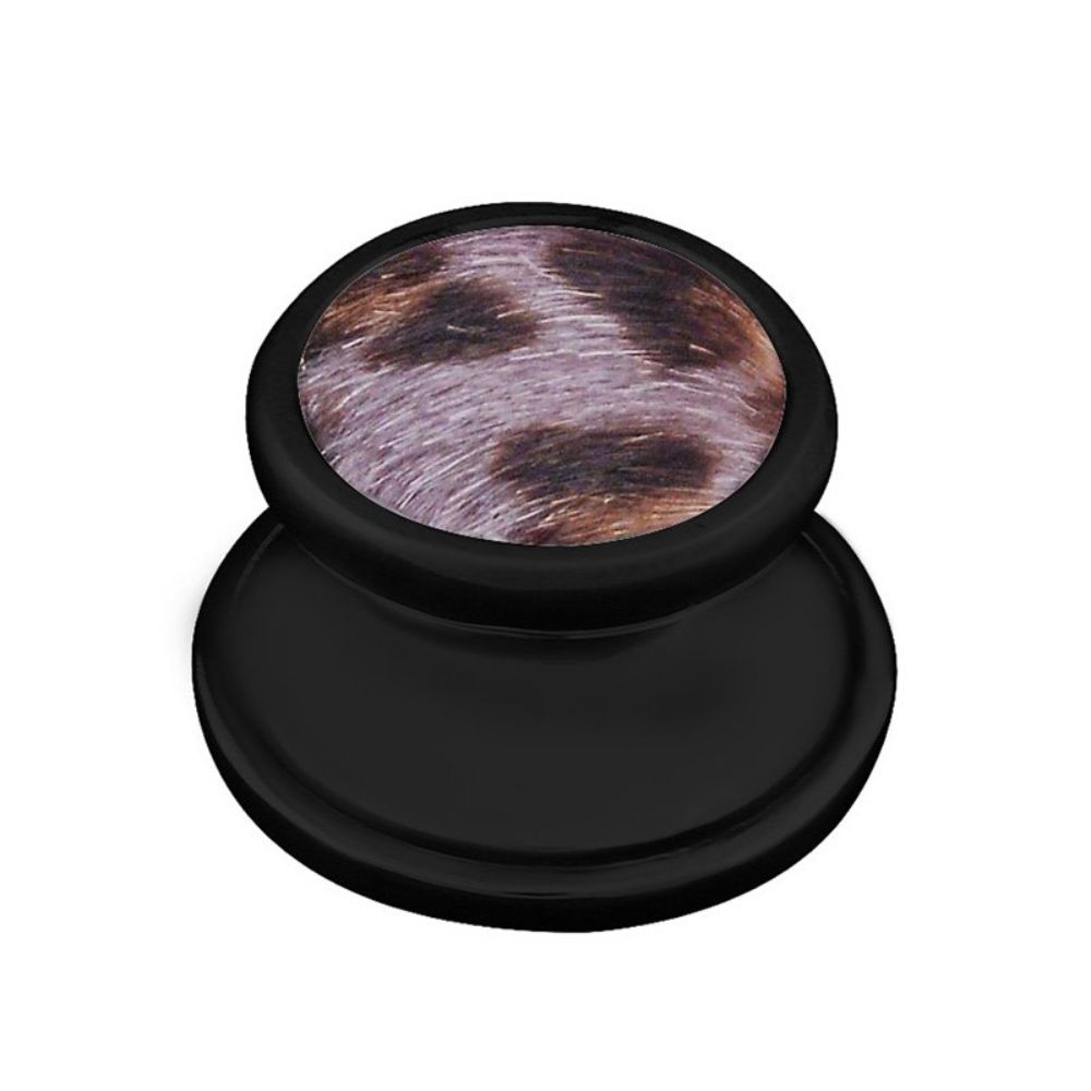 Vicenza K1111-OB-GR Equestre Knob Small in Oil-Rubbed Bronze with Gray Leather and Fur Insert