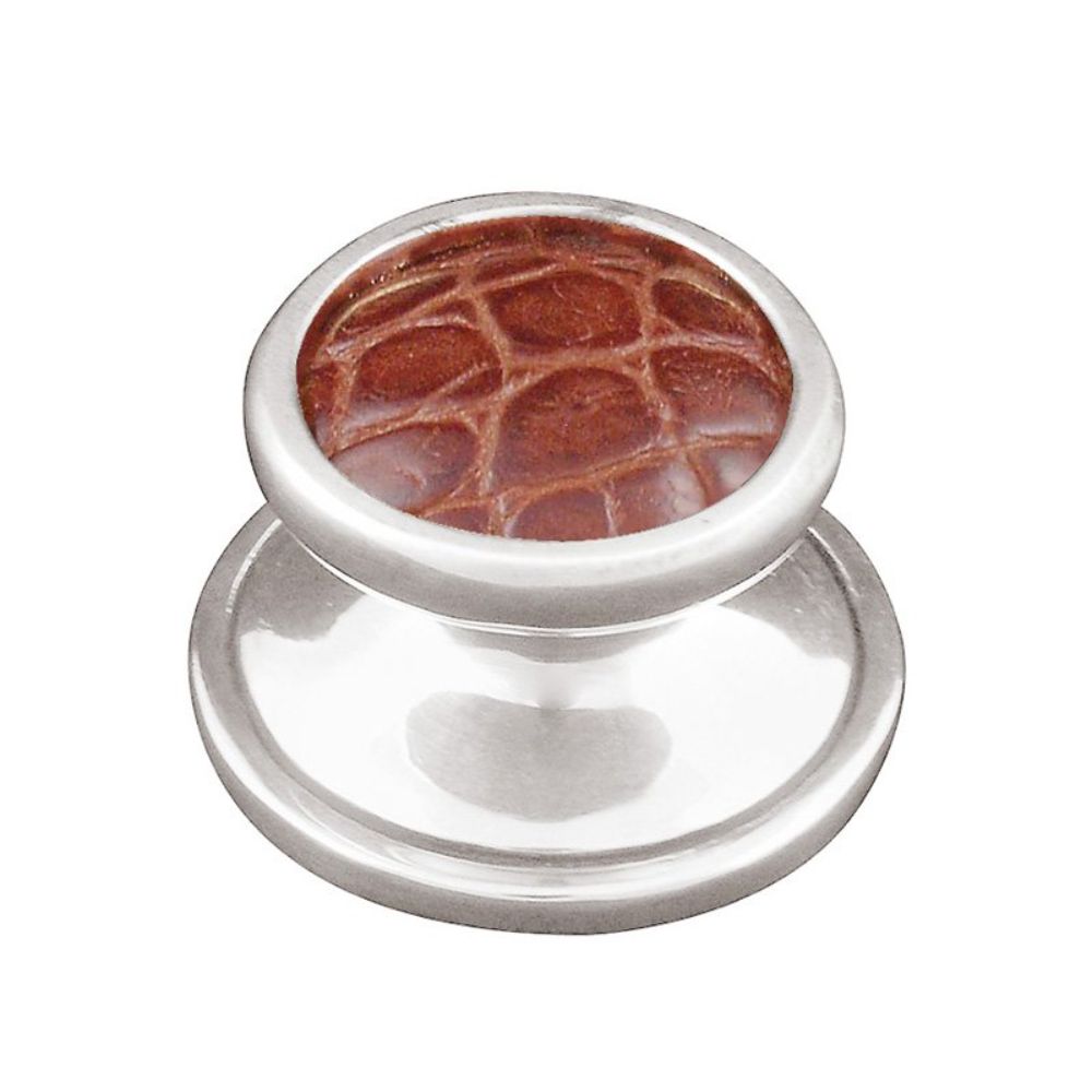 Vicenza K1111-PS-BP Equestre Knob Small in Polished Silver with Pebble Leather Insert