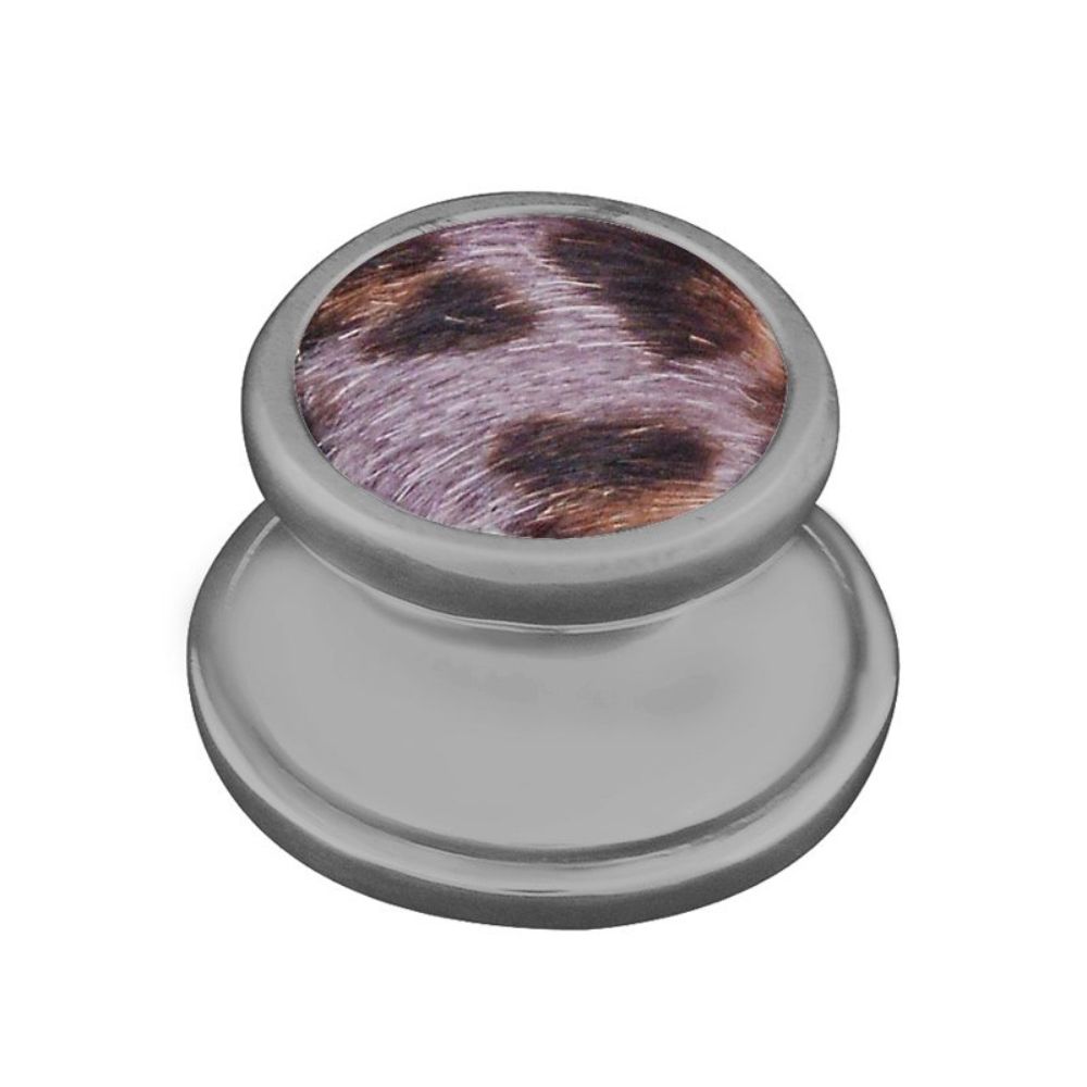 Vicenza K1111-SN-GR Equestre Knob Small in Satin Nickel with Gray Leather and Fur Insert