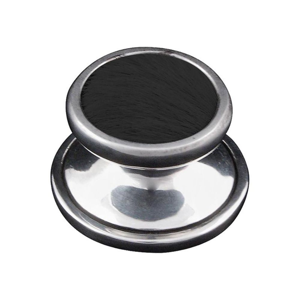 Vicenza K1111-VP-BF Equestre Knob Small in Vintage Pewter with Black Leather and Fur Insert