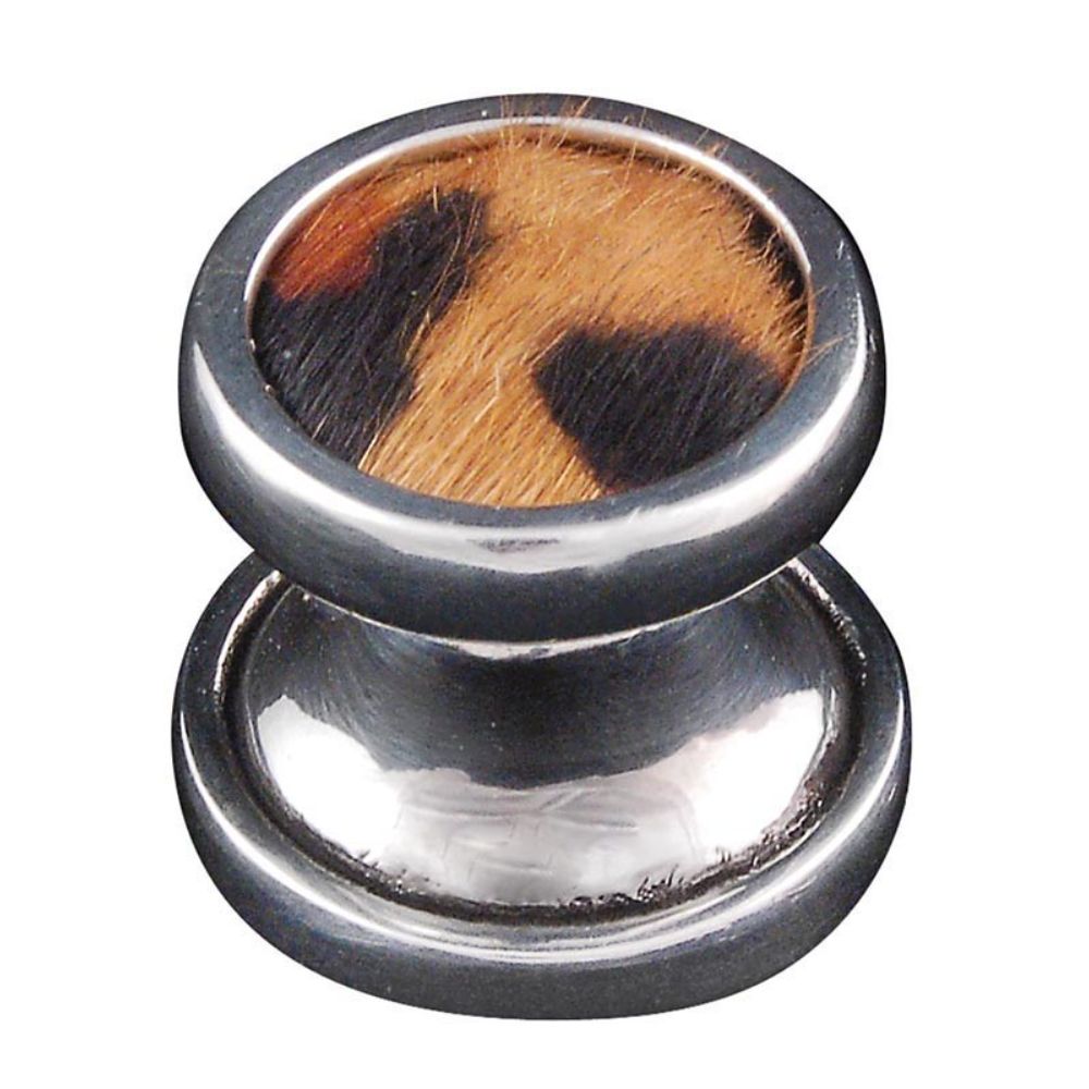 Vicenza K1111-VP-ZE Equestre Knob Small in Vintage Pewter with Zebra Leather and Fur Insert