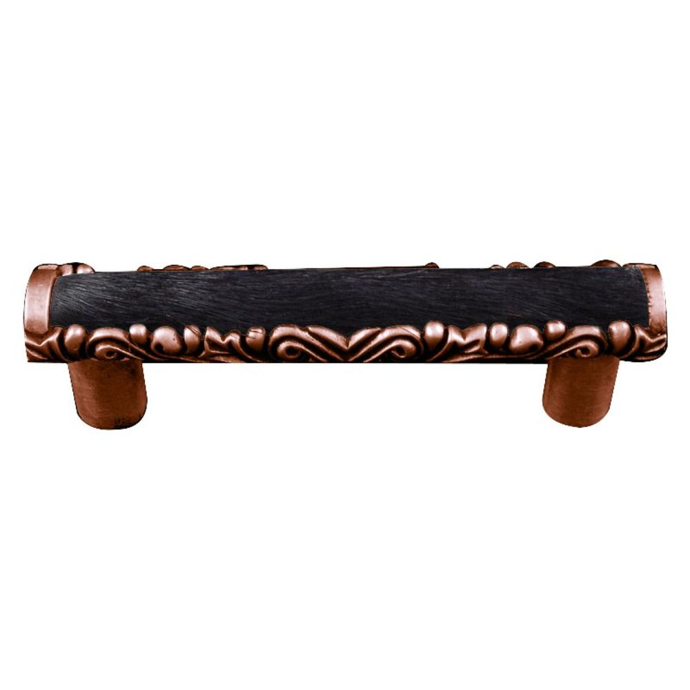 Vicenza K1118-AC-BF Liscio Pull in Antique Copper with Black Leather and Fur Insert