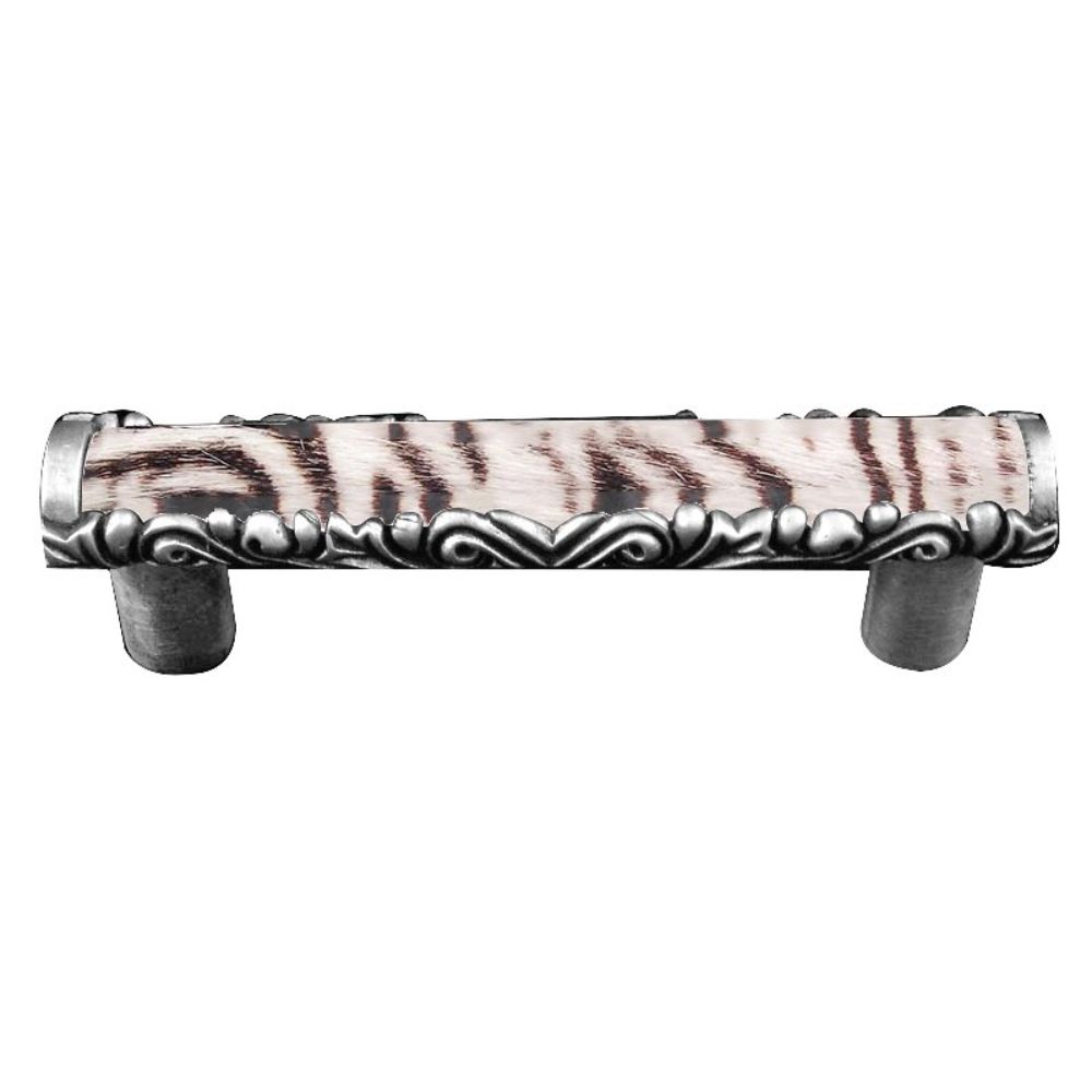 Vicenza K1118-AS-ZE Liscio Pull in Antique Silver with Zebra Leather and Fur Insert