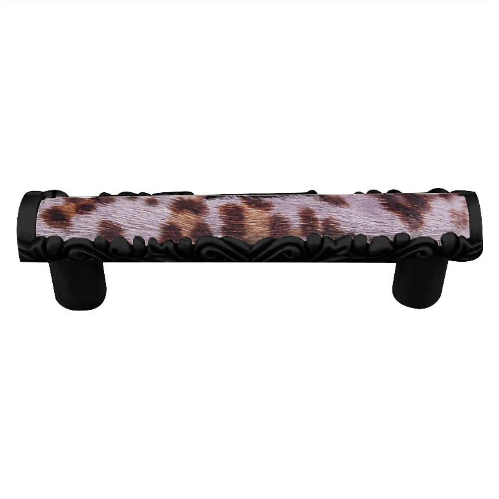 Vicenza K1118-OB-GR Liscio Pull in Oil-Rubbed Bronze with Gray Leather and Fur Insert
