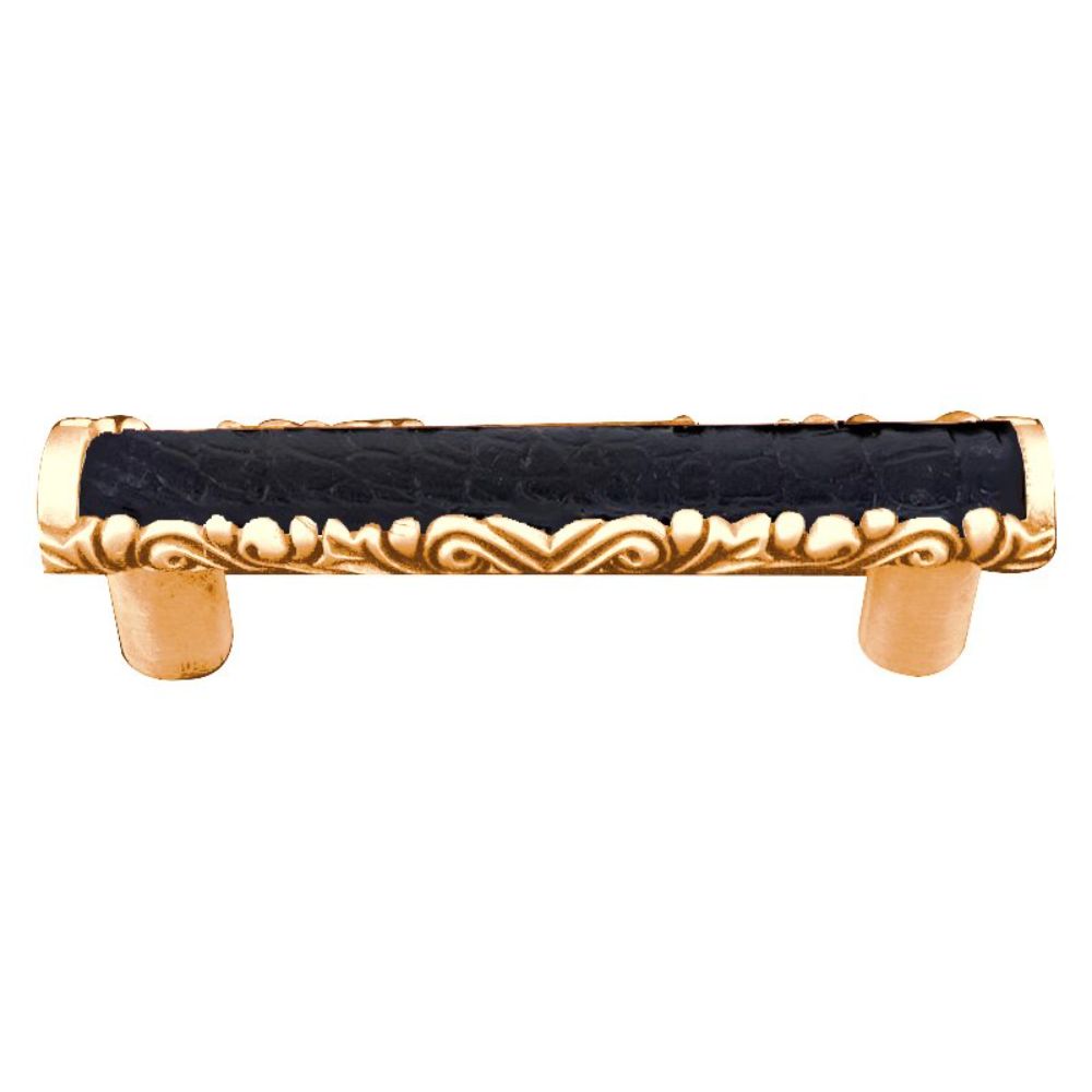 Vicenza K1118-PG-BL Liscio Pull in Polished Gold with Black Leather Insert