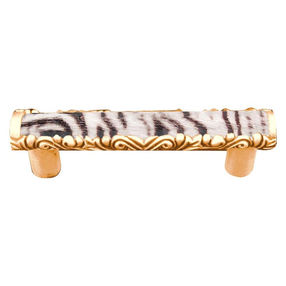 Vicenza K1118-PG-ZE Liscio Pull in Polished Gold with Zebra Leather and Fur Insert