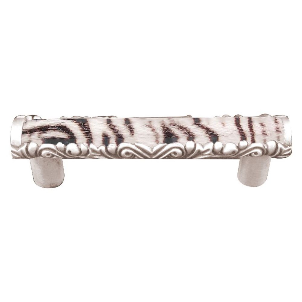 Vicenza K1118-PN-ZE Liscio Pull in Polished Nickel with Zebra Leather and Fur Insert