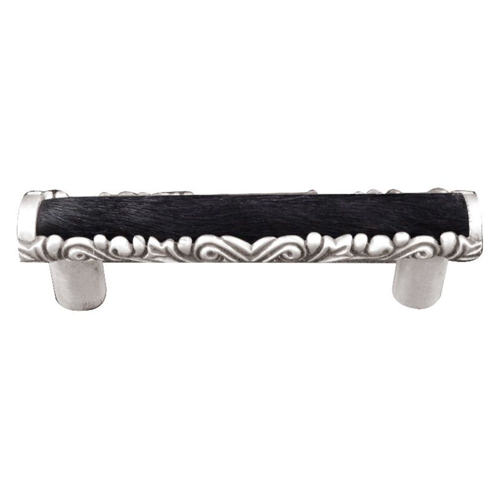 Vicenza K1118-PS-BF Liscio Pull in Polished Silver with Black Leather and Fur Insert