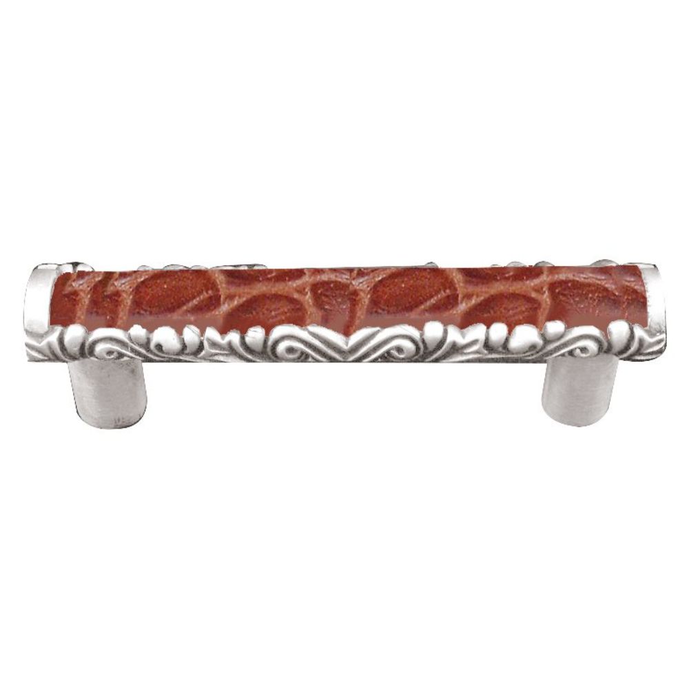 Vicenza K1118-PS-BP Liscio Pull in Polished Silver with Pebble Leather Insert