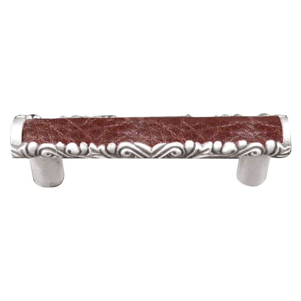 Vicenza K1118-PS-BR Liscio Pull in Polished Silver with Brown Leather Insert