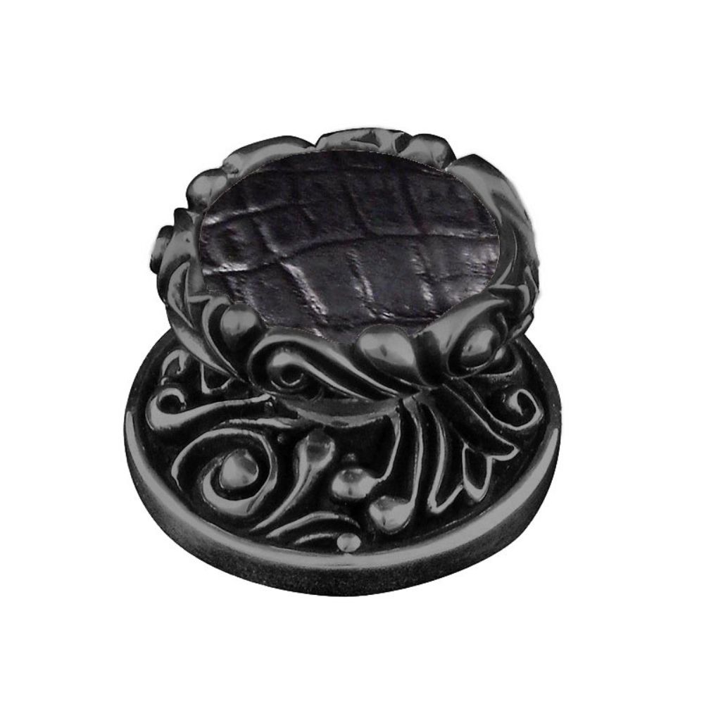 Vicenza K1119-GM-BL Liscio Knob Large in Gunmetal with Black Leather Insert