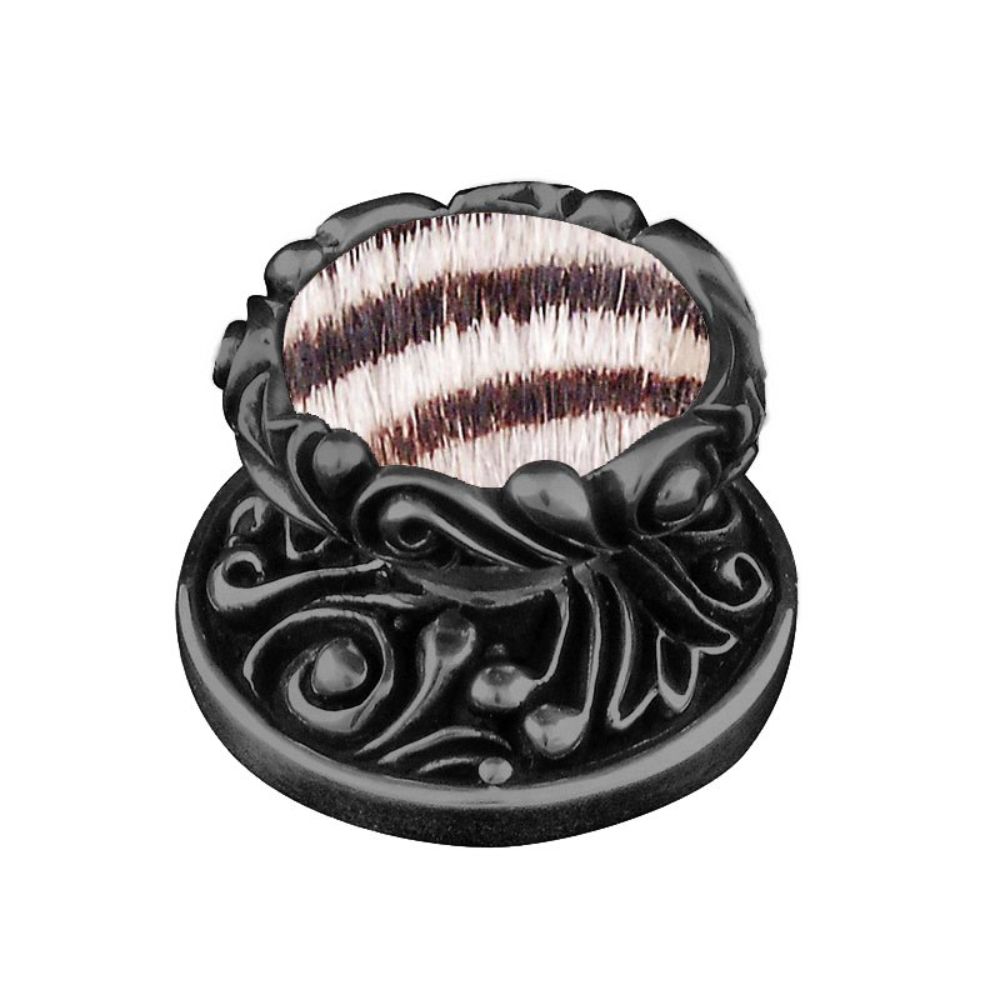 Vicenza K1119-GM-ZE Liscio Knob Large in Gunmetal with Zebra Leather and Fur Insert