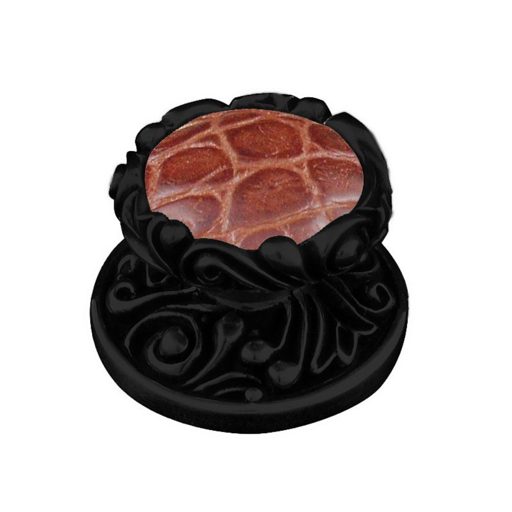 Vicenza K1119-OB-BP Liscio Knob Large in Oil-Rubbed Bronze with Pebble Leather Insert