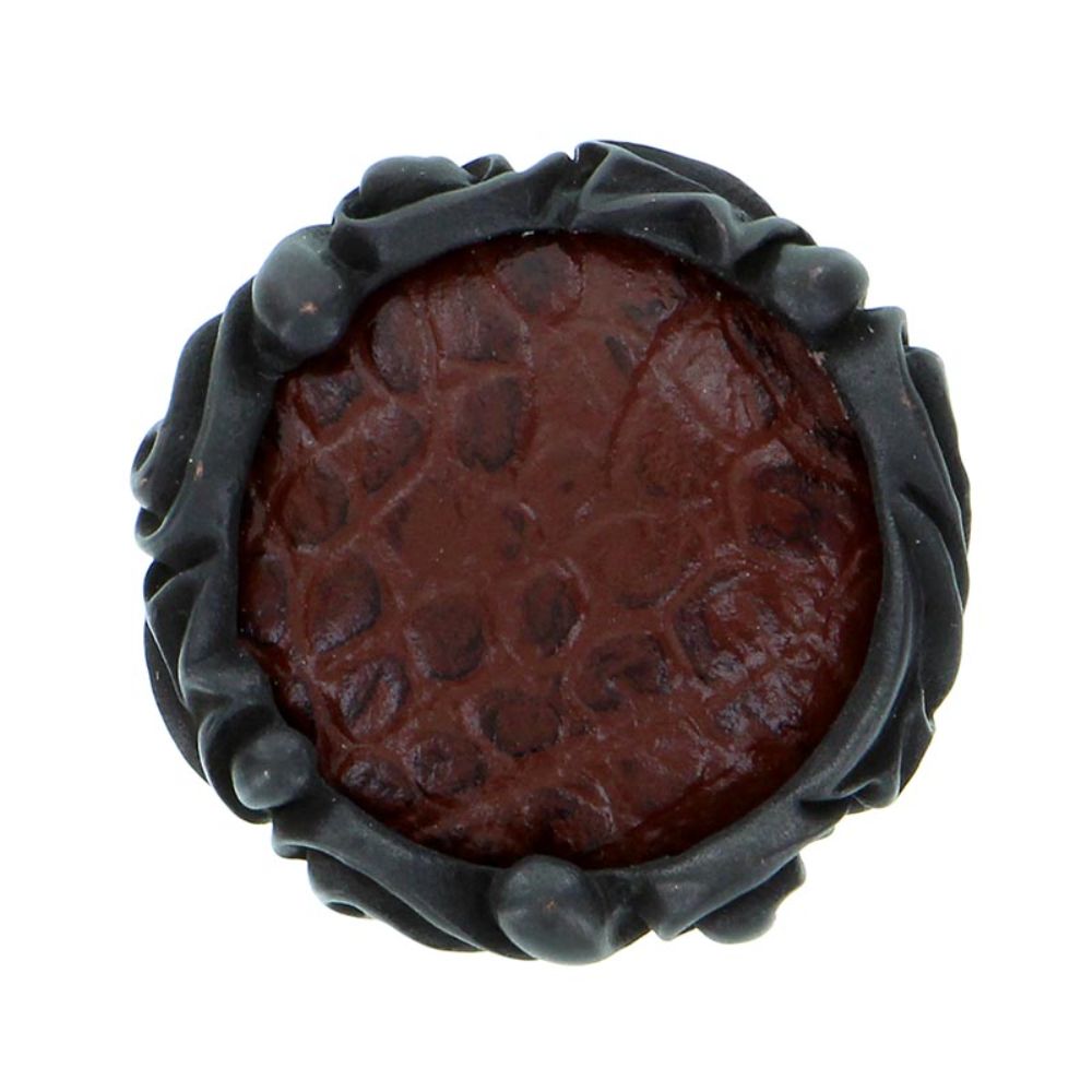 Vicenza K1119-OB-BR Liscio Knob Large in Oil-Rubbed Bronze with Brown Leather Insert