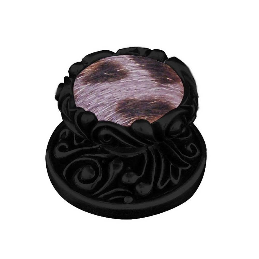 Vicenza K1119-OB-GR Liscio Knob Large in Oil-Rubbed Bronze with Gray Leather and Fur Insert