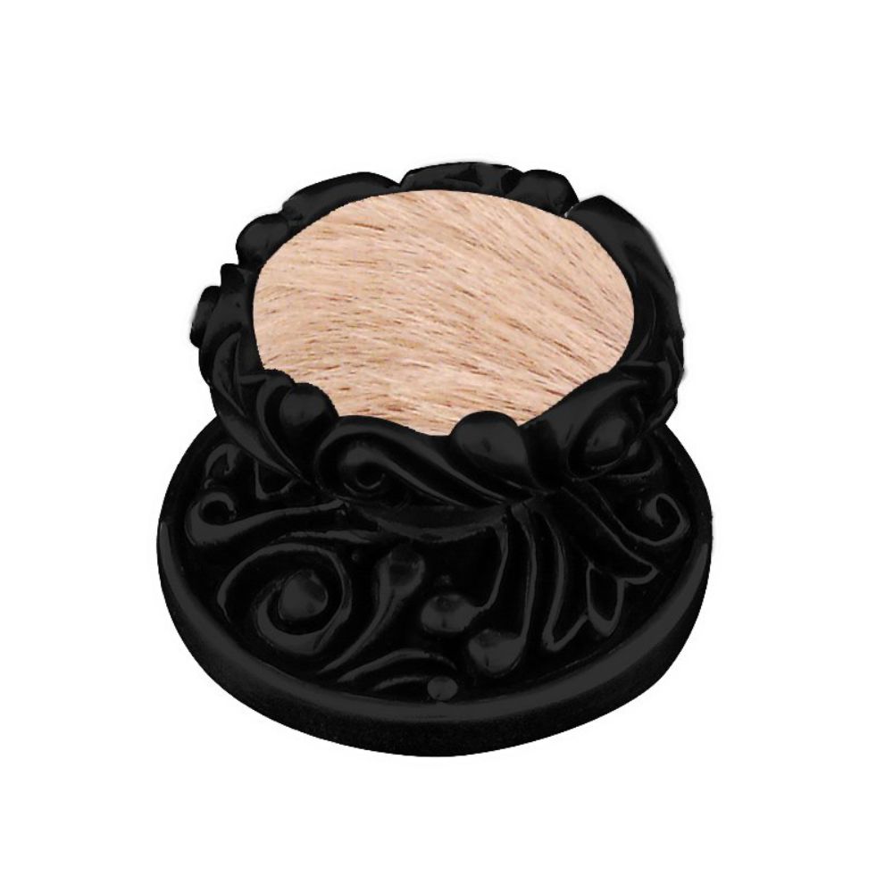 Vicenza K1119-OB-TF Liscio Knob Large in Oil-Rubbed Bronze with Tan Leather and Fur Insert