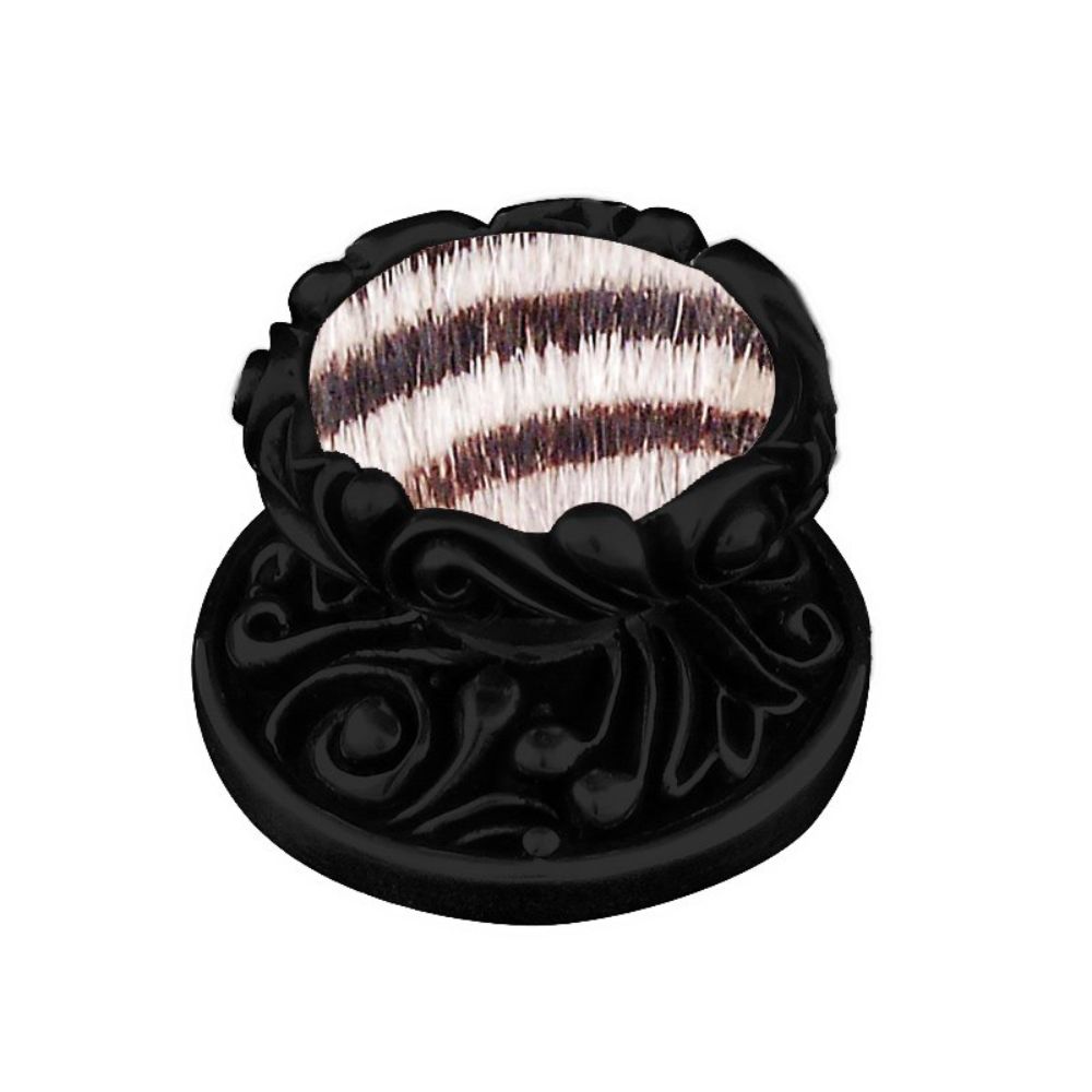 Vicenza K1119-OB-ZE Liscio Knob Large in Oil-Rubbed Bronze with Zebra Leather and Fur Insert