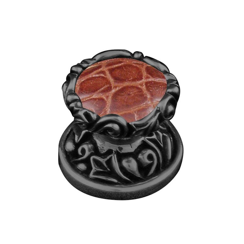 Vicenza K1120-GM-BP Liscio Knob Small in Gunmetal with Pebble Leather Insert