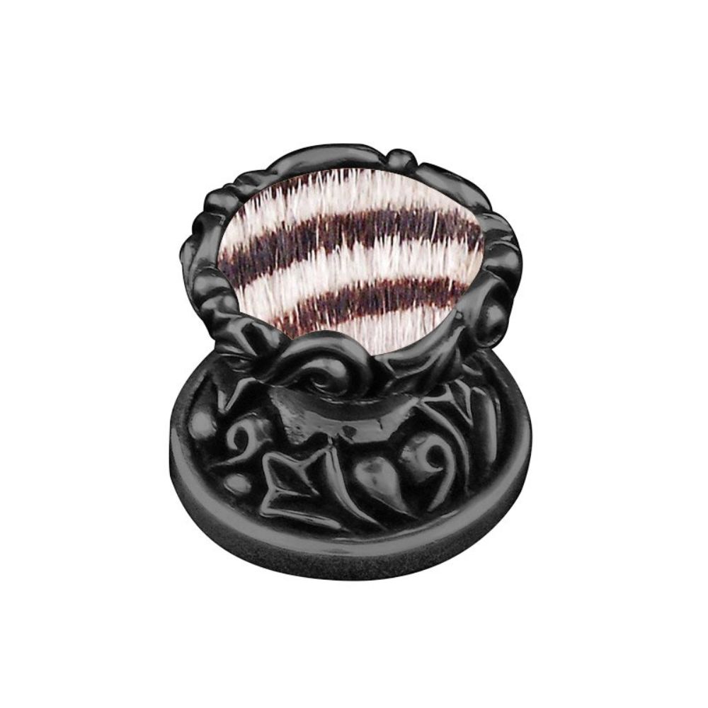 Vicenza K1120-GM-ZE Liscio Knob Small in Gunmetal with Zebra Leather and Fur Insert