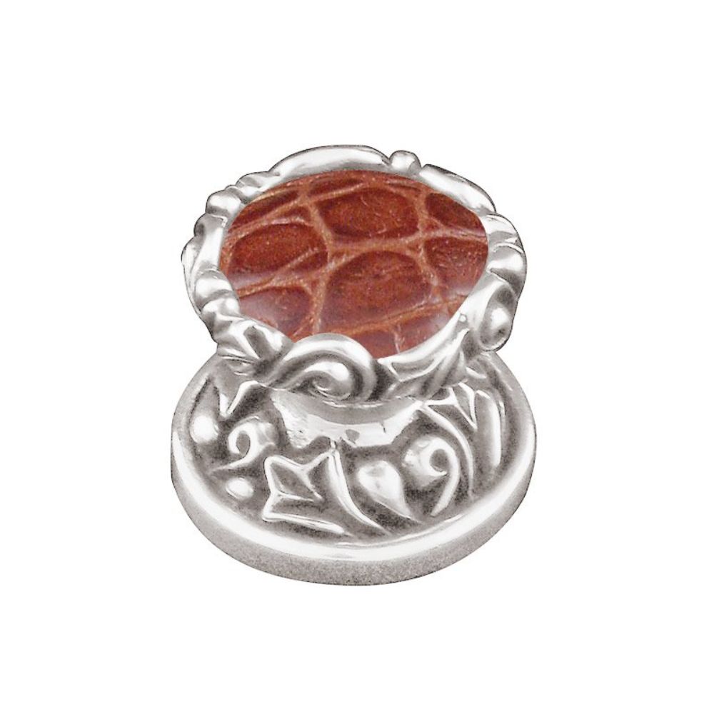 Vicenza K1120-PS-BP Liscio Knob Small in Polished Silver with Pebble Leather Insert