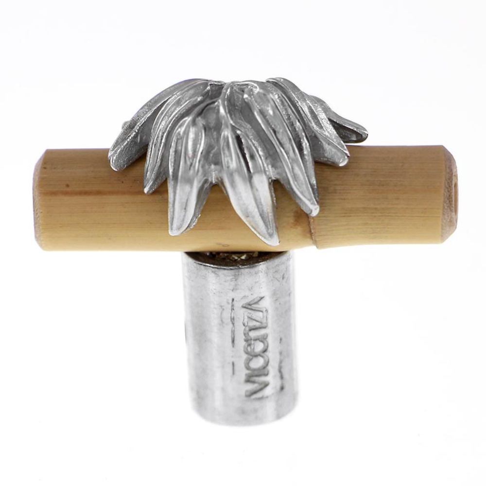 Vicenza K1142-PS Palmaria Knob Large Bamboo Leaf in Polished Silver