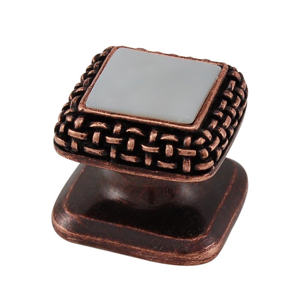Vicenza K1143-AC-MP Gioiello Knob Small Glam in Antique Copper with Mother of Pearl Leather and Stone Insert