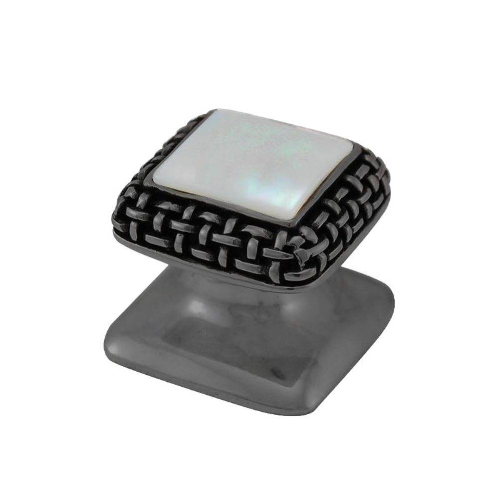 Vicenza K1143-GM-MP Gioiello Knob Small Glam in Gunmetal with Mother of Pearl Leather and Stone Insert
