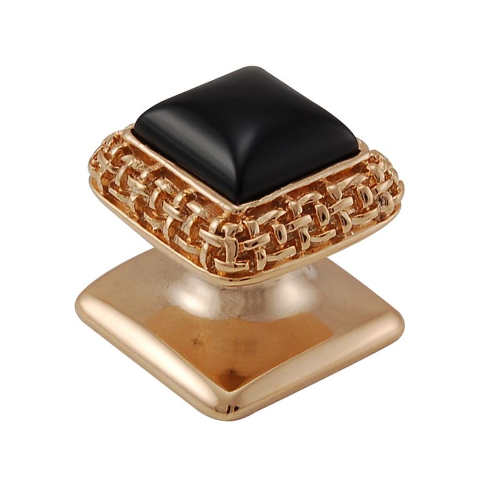 Vicenza K1143-PG-BO Gioiello Knob Small Glam in Polished Gold with Black Onyx Leather and Stone Insert
