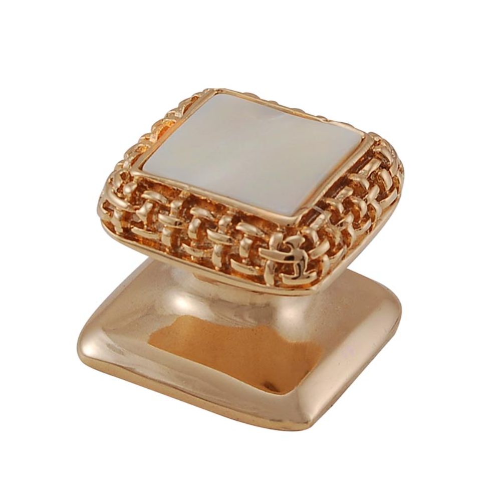 Vicenza K1143-PG-MP Gioiello Knob Small Glam in Polished Gold with Mother of Pearl Leather and Stone Insert