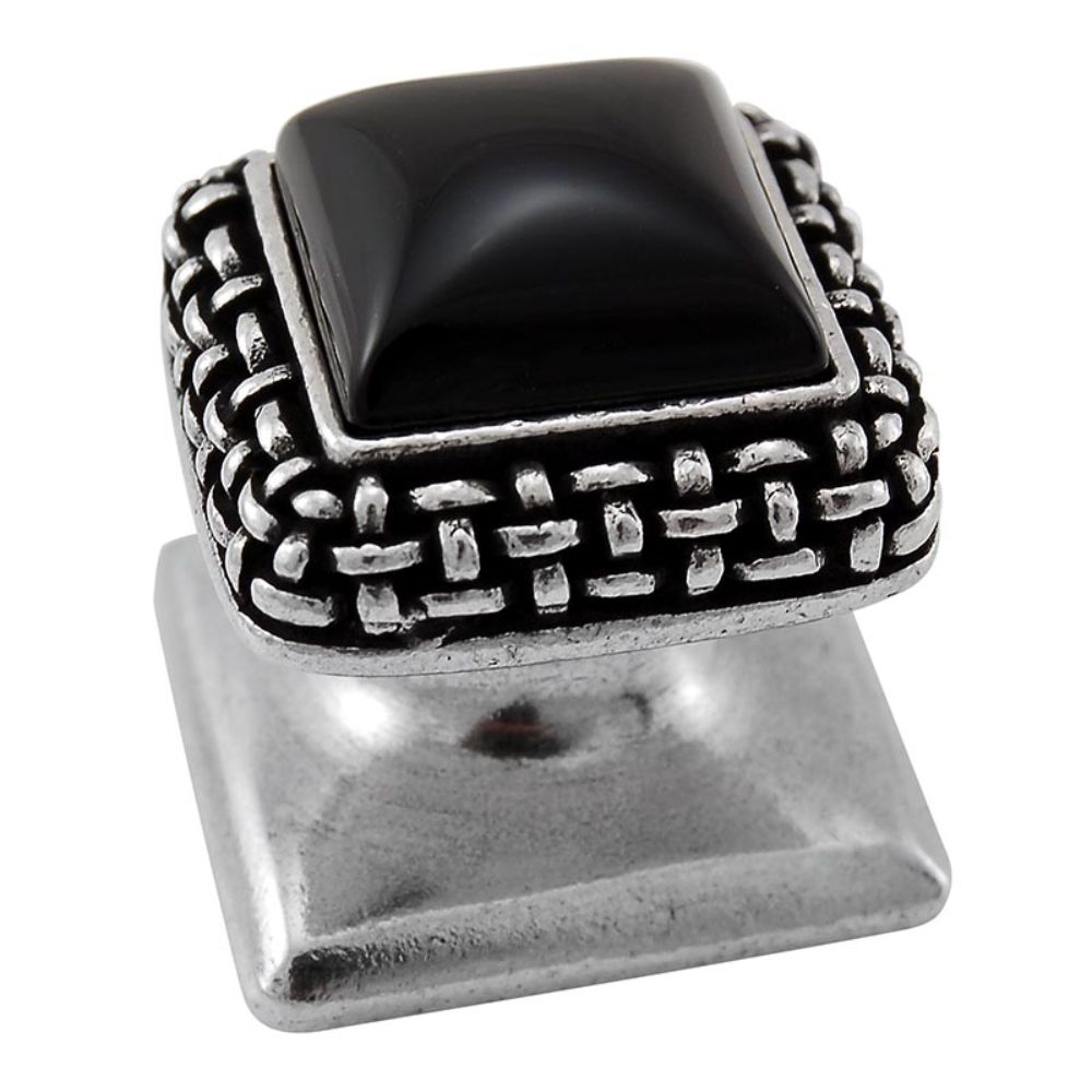 Vicenza K1143-VP-BO Gioiello Knob Small Glam in Vintage Pewter with Black Onyx Leather and Stone Insert