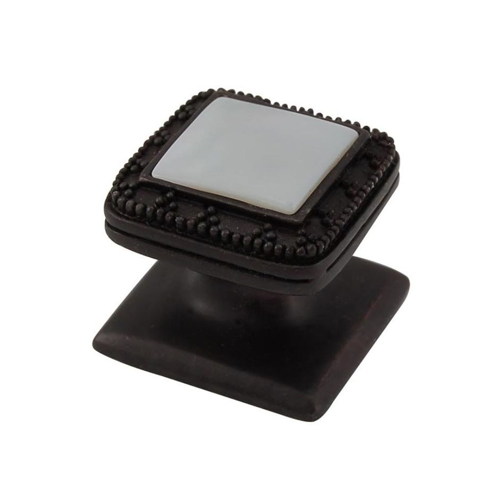 Vicenza K1144-OB-MP Gioiello Knob Small Elizabethan in Oil-Rubbed Bronze with Mother of Pearl Leather and Stone Insert