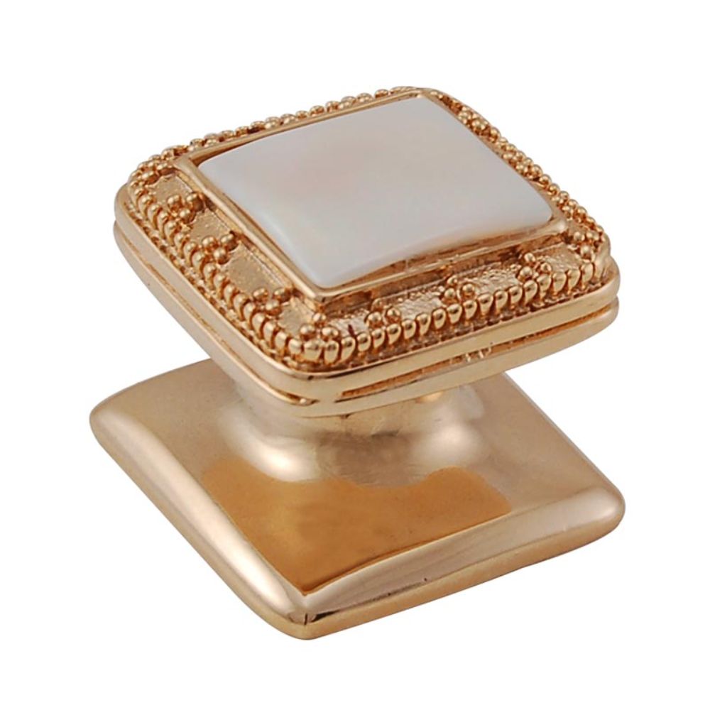 Vicenza K1144-PG-MP Gioiello Knob Small Elizabethan in Polished Gold with Mother of Pearl Leather and Stone Insert