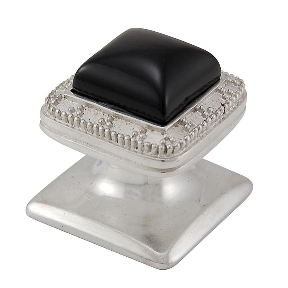 Vicenza K1144-PN-BO Gioiello Knob Small Elizabethan in Polished Nickel with Black Onyx Leather and Stone Insert