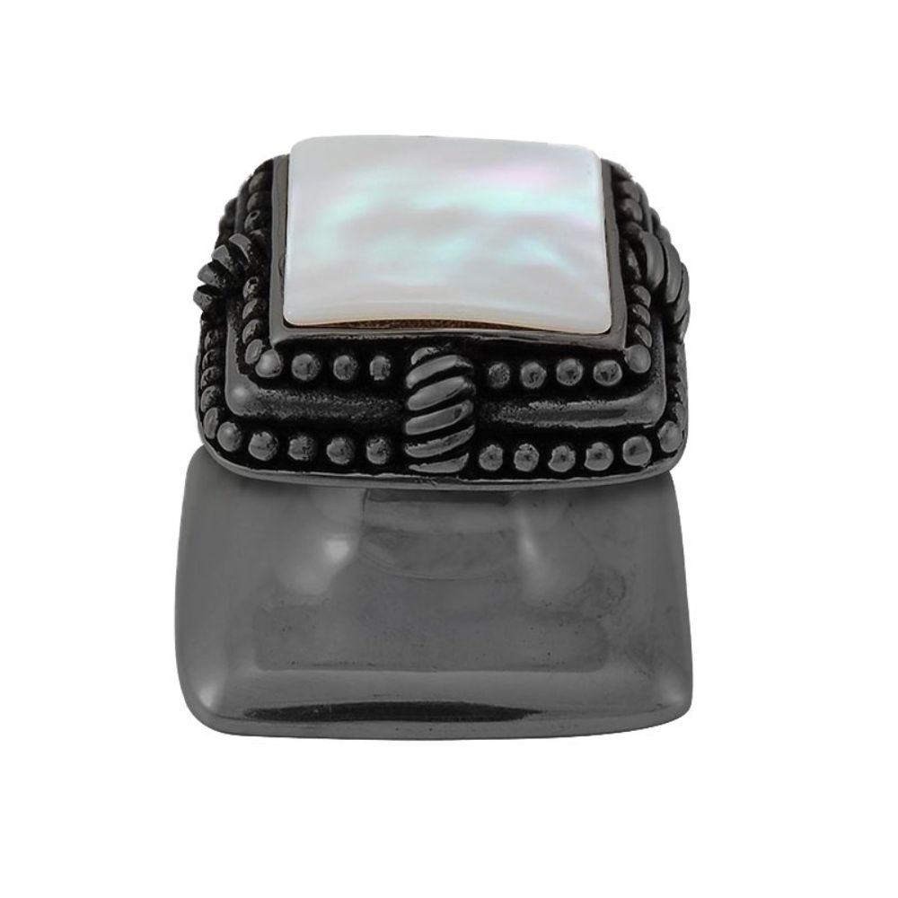 Vicenza K1145-GM-MP Gioiello Knob Small Deco in Gunmetal with Mother of Pearl Leather and Stone Insert