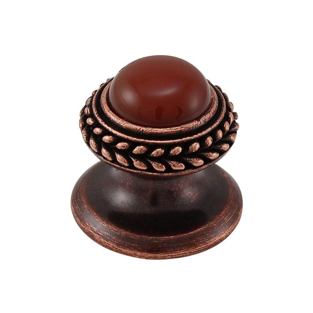 Vicenza K1146-AC-MP Gioiello Knob Small Wreath in Antique Copper with Mother of Pearl Leather and Stone Insert