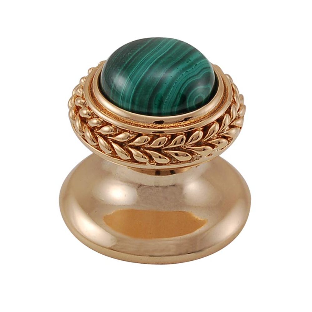 Vicenza K1146-PG-MA Gioiello Knob Small Wreath in Polished Gold with Malachite Leather and Stone Insert