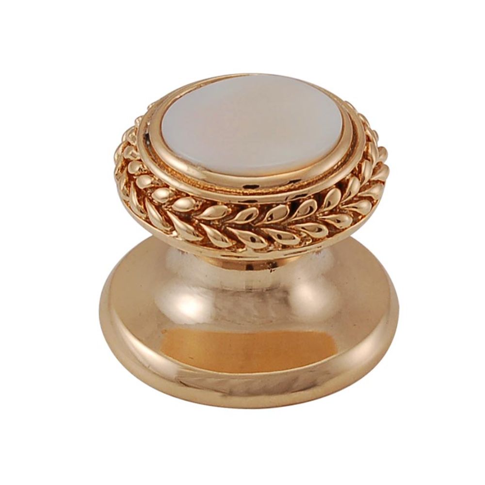 Vicenza K1146-PG-MP Gioiello Knob Small Wreath in Polished Gold with Mother of Pearl Leather and Stone Insert