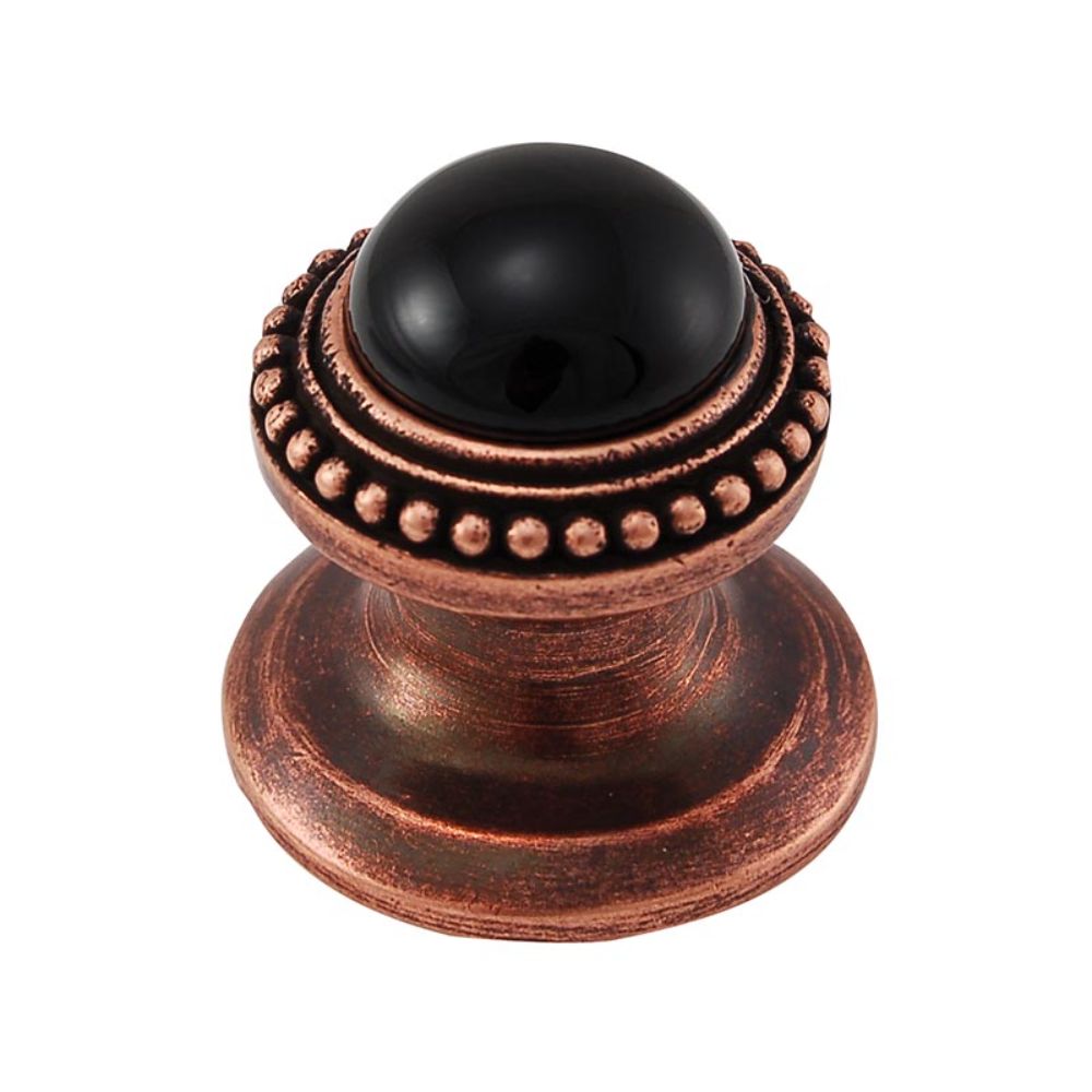 Vicenza K1147-AC-BO Gioiello Knob Small Beads in Antique Copper with Black Onyx Leather and Stone Insert