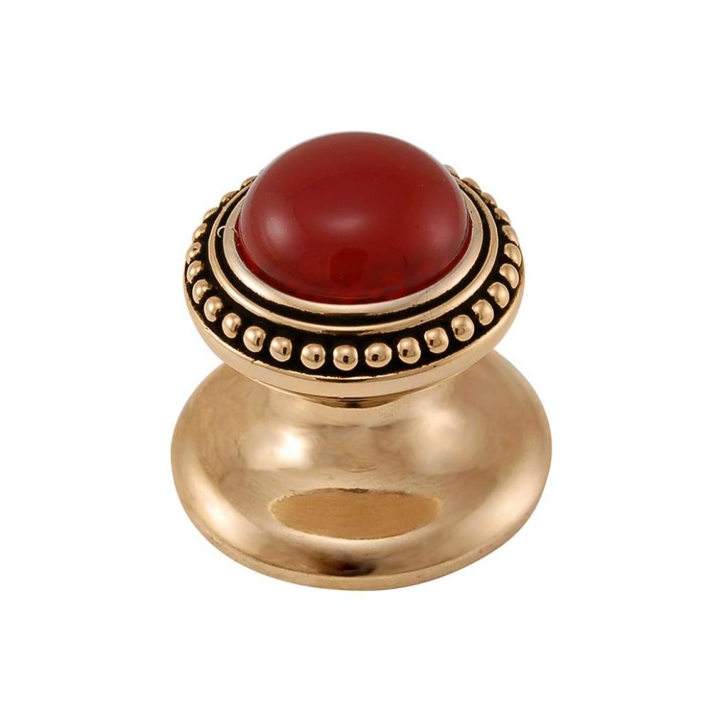 Vicenza K1147-AG-MP Gioiello Knob Small Beads in Antique Gold with Mother of Pearl Leather and Stone Insert