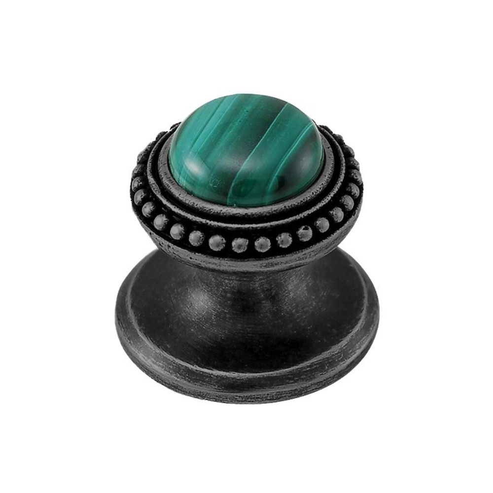 Vicenza K1147-GM-MP Gioiello Knob Small Beads in Gunmetal with Mother of Pearl Leather and Stone Insert