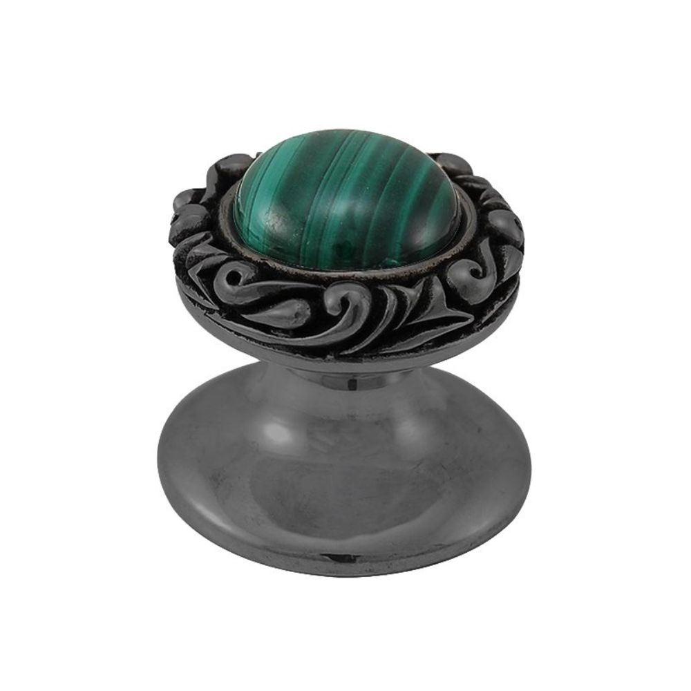 Vicenza K1148-GM-MP Liscio Knob Small in Gunmetal with Mother of Pearl Leather and Stone Insert