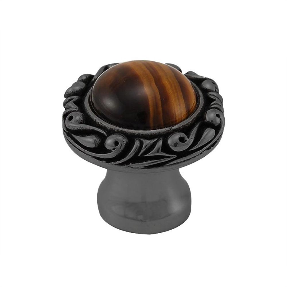 Vicenza K1148P-GM-TE Liscio Knob Small Base with Insert in Gunmetal with Tiger